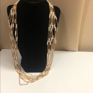 Vintage Multi strand pearl chain necklace